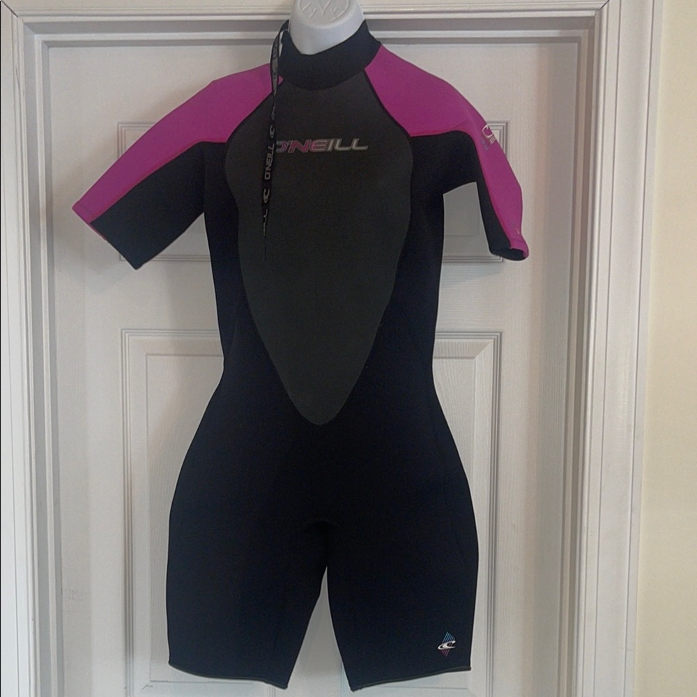 O'Neill Women's Reactor Short Sleeve Back Zip Spring Wetsuit. GUC